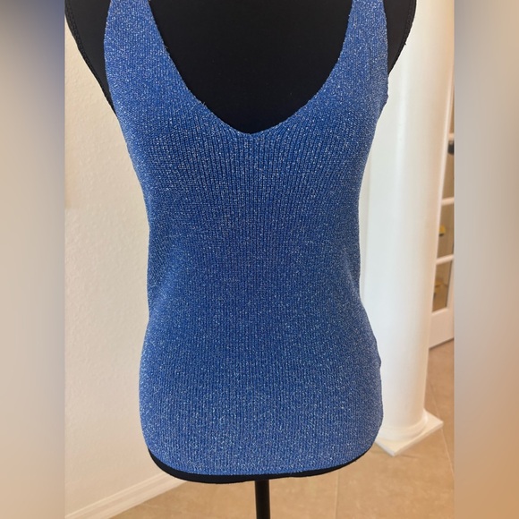 Blue Sleeveless Knit Top - Picture 3 of 6
